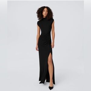 NWOT Diane Von Furstenberg Black Maxi Apollo Dress, Size medium